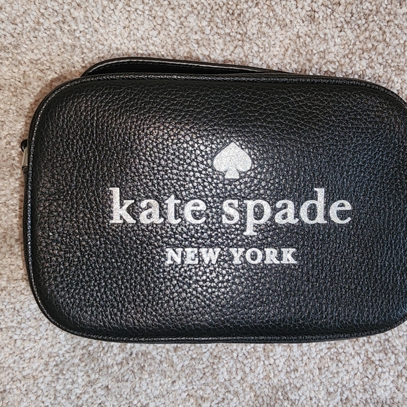 Kate Spade Glitter Camera Black‎ Leather Clutch